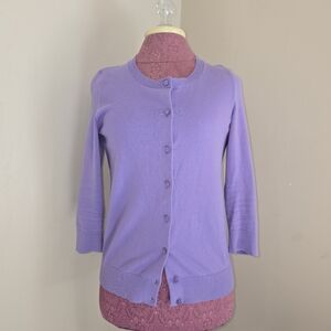 Talbots Pima Cotton Blend Lavender Purple Charming Cardigan Sweater Size Small